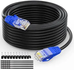 Aimyzii Cat6 Outdoor Ethernet Cable(250 Feet) Heavy Duty Outdoor Grounded Waterproof Buried-able UV Resistant Network Cord,RJ45 Patch Cable Support Cat6,Cat5E,Cat5-Include 25 Ties and 50 Cable Clips Aimyzii Cat6 Outdoor Ethernet Cable(250 Feet) Heavy Duty Outdoor Grounded Waterproof Buried-able UV Resistant Network Cord,RJ45 Patch Cable Support Cat6,Cat5E,Cat5-Include 25 Ties and 50 Cable Clips