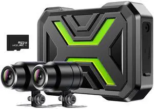 Motorcycle Dash Cam Front and Rear, Dual 1080p Dash Cam for Motorcycle with 64GB SD Card IP67 Waterproof, Loop Recording 24H Parking Monitor Night Vision with App Control Max Support 128 GB Motorcycle Dash Cam Front and Rear, Dual 1080p Dash Cam for Motorcycle with 64GB SD Card IP67 Waterproof, Loop Recording 24H Parking Monitor Night Vision with App Control Max Support 128 GB