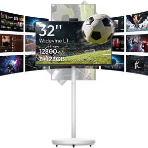 MESWAO 32 Inch Portable Smart TV on Wheels, Widevine L1 for Netflix HD, 12800mAh Battery, Android Rolling TV with 8GB RAM 128GB ROM, 1080P FHD Touch Screen Mobile Screen with Pop-up Privacy Camera MESWAO 32 Inch Portable Smart TV on Wheels, Widevine L1 for Netflix HD, 12800mAh Battery, Android Rolling TV with 8GB RAM 128GB ROM, 1080P FHD Touch Screen Mobile Screen with Pop-up Privacy Camera
