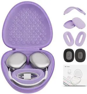Case Compatible with AirPods Max with Apple AirPods Max Ear Pad, Ear Cups, Headband Silicone Covers and Ear Cushions, Smart Sleep Mode Headphone Case and Accessories, Purple Case Compatible with AirPods Max with Apple AirPods Max Ear Pad, Ear Cups, Headband Silicone Covers and Ear Cushions, Smart Sleep Mode Headphone Case and Accessories, Purple