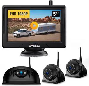 DVKNM Wireless RV Backup Camera System for Furrion Pre-Wired RVs Truck Trailer, FHD 1080P 5" IPS Monitor with 1 Rear & 2 Side View Cameras, Loop Recording Night Vision IP69 Waterproof Plug & Pl DVKNM Wireless RV Backup Camera System for Furrion Pre-Wired RVs Truck Trailer, FHD 1080P 5" IPS Monitor with 1 Rear & 2 Side View Cameras, Loop Recording Night Vision IP69 Waterproof Plug & Pl