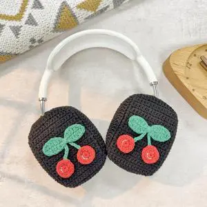 Handmade Crochet Black Cherry Headphone Cover Compatible with AirPods Max, Protective Case for Music Lovers Handmade Crochet Black Cherry Headphone Cover Compatible with AirPods Max, Protective Case for Music Lovers