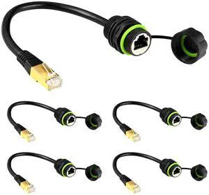 AUSGLEIFEN 5PCS Panel Mounting RJ45 Waterproof Connector M20 Cat5/5e/6 Ethernet LAN Cable Coupler IP67 Waterproof with Dust Cap Cover 25cm Network Cable for Outdoor Network AUSGLEIFEN 5PCS Panel Mounting RJ45 Waterproof Connector M20 Cat5/5e/6 Ethernet LAN Cable Coupler IP67 Waterproof with Dust Cap Cover 25cm Network Cable for Outdoor Network