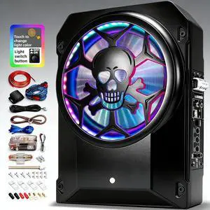 WDiYA 1600W Car Subwoofer, 10" Ultra-Thin Powered Under-Seat Sub with Built-in Amplifier, LPF/Gain/Bass Boost, Touch Control, Physical Switch Rhythm LED Ambient Light, Independent Bass Knob WDiYA 1600W Car Subwoofer, 10" Ultra-Thin Powered Under-Seat Sub with Built-in Amplifier, LPF/Gain/Bass Boost, Touch Control, Physical Switch Rhythm LED Ambient Light, Independent Bass Knob