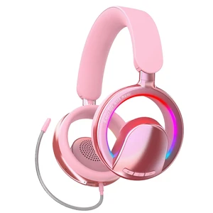 Xmenha Pink Open Ear Open-Back Headphones Wireless Bluetooth Gaming Headset with Mic for PC Switch Xbox One PS4 PS5, 3.5mm Wired Breathable Lightweight Over Ear Headphones Adjustable RGB Light Xmenha Pink Open Ear Open-Back Headphones Wireless Bluetooth Gaming Headset with Mic for PC Switch Xbox One PS4 PS5, 3.5mm Wired Breathable Lightweight Over Ear Headphones Adjustable RGB Light