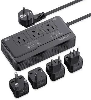 2000W Voltage Converter US to Europe for Hair Dryers, 7-in-1 220V to 110V Converter for European Travel with 3 AC/2 USBA/2 USBC Ports, Universal Power Converter Adapter Combo with EU/UK/IT/AU Plug 2000W Voltage Converter US to Europe for Hair Dryers, 7-in-1 220V to 110V Converter for European Travel with 3 AC/2 USBA/2 USBC Ports, Universal Power Converter Adapter Combo with EU/UK/IT/AU Plug