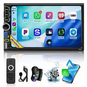 Wireless Double Din Car Stereo Apple CarPlay Android Auto,7" Touchscreen Car Radio Receivers, Bluetooth 5.2,FM AM Radio,Backup Camera,Physical Knob,SWC,Equalizer,Subwoofer,MirrorLink,USB/Type-C Wireless Double Din Car Stereo Apple CarPlay Android Auto,7" Touchscreen Car Radio Receivers, Bluetooth 5.2,FM AM Radio,Backup Camera,Physical Knob,SWC,Equalizer,Subwoofer,MirrorLink,USB/Type-C