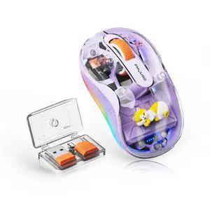 FMOUSE Cute Transparent Mouse, Tri-Mode Wireless, Rechargeable, Purple FMOUSE Cute Transparent Mouse, Tri-Mode Wireless, Rechargeable, Purple