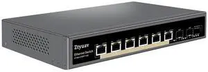 Ztyuav 8 Port Unmanaged 10G Ethernet Switch with 6 x 10G RJ-45 Ports, 2 x 10G SFP Ports, Ports Speed Auto-Negotiation-1000/2500/10000Mbps, One-Key VLAN, Fanless Metal Design, Plug & Play Ztyuav 8 Port Unmanaged 10G Ethernet Switch with 6 x 10G RJ-45 Ports, 2 x 10G SFP Ports, Ports Speed Auto-Negotiation-1000/2500/10000Mbps, One-Key VLAN, Fanless Metal Design, Plug & Play