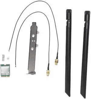 WiFi 7 Wireless Card QCNCM865 Tri Band 5.8Gbps M.2 NGFF Network Adapter 320MHz 4K QAM, with 2 External Antennas Stand Kit, for 11 PC Desktop WiFi 7 Wireless Card QCNCM865 Tri Band 5.8Gbps M.2 NGFF Network Adapter 320MHz 4K QAM, with 2 External Antennas Stand Kit, for 11 PC Desktop