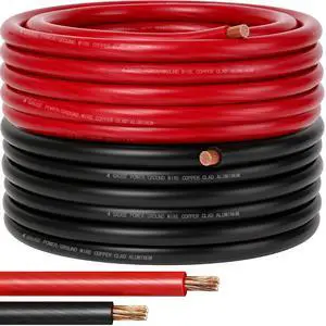 DLronwey 4 Gauge Wire,(50ft Each - Red/Black) 4 AWG Battery Cable, Copper Clad Aluminum CCA Welding Cable,for Car Audio,Battery Systems,RVs,Solar Systems,Amp Wiring Kit DLronwey 4 Gauge Wire,(50ft Each - Red/Black) 4 AWG Battery Cable, Copper Clad Aluminum CCA Welding Cable,for Car Audio,Battery Systems,RVs,Solar Systems,Amp Wiring Kit