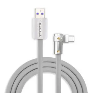 chubbycable FlexElbow 90 Degree 120W Fast Charging Cable Right Angle USB C Cable Silicone Charging Cord Compatible with iPhone 17-15 Series iPad, Gray, USB-A to Type-C, 0.82FT chubbycable FlexElbow 90 Degree 120W Fast Charging Cable Right Angle USB C Cable Silicone Charging Cord Compatible with iPhone 17-15 Series iPad, Gray, USB-A to Type-C, 0.82FT