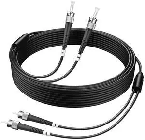 HYX FIBER CABLE-ST to ST Single Mode Fiber Patch Cable,66ft/20m,ST-ST Outdoor Armored Fiber Optic Cable,Duplex Industrial TPU,Direct Burial 9/125um SMF Optical Jumper,OD-5mm,Black HYX FIBER CABLE-ST to ST Single Mode Fiber Patch Cable,66ft/20m,ST-ST Outdoor Armored Fiber Optic Cable,Duplex Industrial TPU,Direct Burial 9/125um SMF Optical Jumper,OD-5mm,Black
