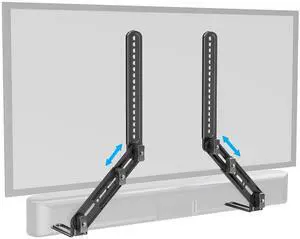 ELIVED Soundbar Mount Under or Above TV, Fits Most Sound Bars Up to 15 Lbs, Tool-Free Knob Height Adjustable, Universal Sound Bar TV Bracket with Detachable Long Extension Arms and L-Brackets ELIVED Soundbar Mount Under or Above TV, Fits Most Sound Bars Up to 15 Lbs, Tool-Free Knob Height Adjustable, Universal Sound Bar TV Bracket with Detachable Long Extension Arms and L-Brackets