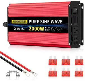 SUNWHEEL 2000W Pure Sine Wave Inverter, 12V DC to 110V/120V AC Power Inverter for RVMicrowaveOff GridTruckRefrigeratorAir Conditioner with 2 AC outlets and LCD Display SUNWHEEL 2000W Pure Sine Wave Inverter, 12V DC to 110V/120V AC Power Inverter for RVMicrowaveOff GridTruckRefrigeratorAir Conditioner with 2 AC outlets and LCD Display