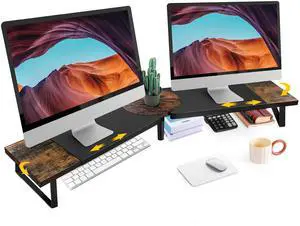 Across-Star Dual-Monitor Stand for Desk - Large Adjustable Length and Angle Riser for 2 Monitors, Double Computer Desktop Organizer, Shelf for TV, Laptop, Printer Across-Star Dual-Monitor Stand for Desk - Large Adjustable Length and Angle Riser for 2 Monitors, Double Computer Desktop Organizer, Shelf for TV, Laptop, Printer