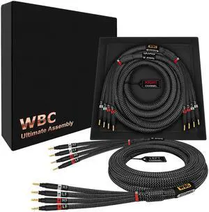 WORLDS BEST CABLES 3 Foot Ultimate - 9 AWG - Ultra-Pure OFC Extra Premium Audiophile HiFi Bi-Amp Speaker Cable Pair with Eminence Gold Banana Plugs & Carbon Tweed Jacket WORLDS BEST CABLES 3 Foot Ultimate - 9 AWG - Ultra-Pure OFC Extra Premium Audiophile HiFi Bi-Amp Speaker Cable Pair with Eminence Gold Banana Plugs & Carbon Tweed Jacket
