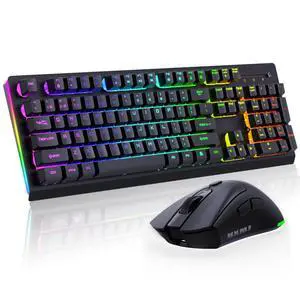 Wireless Gaming Keyboard and Mouse Combo Brushed Aluminum Metal Panel RGB Keyboard with 3800mAh Battery Mechanical Feel Keys Ergonomic & Plug Play for Computer, Laptop, Desktop Wireless Gaming Keyboard and Mouse Combo Brushed Aluminum Metal Panel RGB Keyboard with 3800mAh Battery Mechanical Feel Keys Ergonomic & Plug Play for Computer, Laptop, Desktop