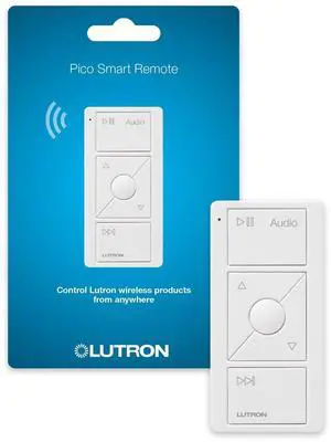 Lutron Pico Remote for Audio, Works with Sonos (Caseta Smart Hub Required), Raise/Lower Volume, Pause and Skip Tracks, For Table Top or Wallmount Use, PJ2-3BRL-GWH-A02, White Lutron Pico Remote for Audio, Works with Sonos (Caseta Smart Hub Required), Raise/Lower Volume, Pause and Skip Tracks, For Table Top or Wallmount Use, PJ2-3BRL-GWH-A02, White