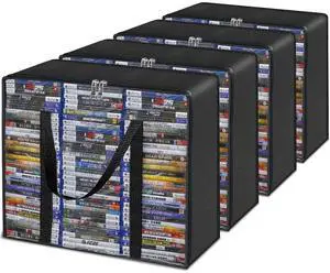 CD DVD Storage Bags 4-Pack, PU & Clear Blu-ray Case Holder with Zipper & Handles ^^ Holds 90 Blu-Ray 70 DVD per Bag ^^ Media & Video Game Storage Organizer for Movies CD DVD Storage Bags 4-Pack, PU & Clear Blu-ray Case Holder with Zipper & Handles ^^ Holds 90 Blu-Ray 70 DVD per Bag ^^ Media & Video Game Storage Organizer for Movies