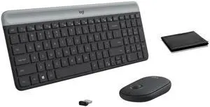 Logitech MK470 Slim Wireless Keyboard and Mouse Combo Quiet Scissor Keys, Full-Size Low-Profile Design, 2.4GHz Nano Receiver, 36 Month Battery, Windows PC Laptop Black/Gray, Includes C Logitech MK470 Slim Wireless Keyboard and Mouse Combo Quiet Scissor Keys, Full-Size Low-Profile Design, 2.4GHz Nano Receiver, 36 Month Battery, Windows PC Laptop Black/Gray, Includes C