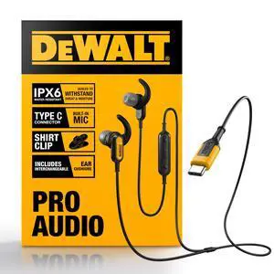 DEWALT Heavy Duty Jobsite USB C Headphones for iPad/iPhone 17/16/15 Pro Max, Corded Type C Earphones USBC Ear Buds Wired w/Microphone Volume Control Module, Compatible w/MacBook Samsung S23 Ultr DEWALT Heavy Duty Jobsite USB C Headphones for iPad/iPhone 17/16/15 Pro Max, Corded Type C Earphones USBC Ear Buds Wired w/Microphone Volume Control Module, Compatible w/MacBook Samsung S23 Ultr