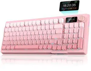 RedThunder K95 Wireless Mechanical Keyboard, TFT Screen & Knob, Triple-Mode, Custom Gasket Mount Hot-Swap, Pre-lubed Linear Pink Switches, RGB Backlit, Side-Printed PBT Keycaps, Gradient Sakura RedThunder K95 Wireless Mechanical Keyboard, TFT Screen & Knob, Triple-Mode, Custom Gasket Mount Hot-Swap, Pre-lubed Linear Pink Switches, RGB Backlit, Side-Printed PBT Keycaps, Gradient Sakura