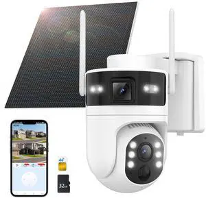Voxblend 4G LTE Cellular Solar Security Camera Wireless Outdoor: Dual-Lens Camara, Pan and Tilt, 360 Live View, with SIM Card and 32GB SD Card, No WiFi, 2K Color Night Vision, 2 Way Talk, PIR M Voxblend 4G LTE Cellular Solar Security Camera Wireless Outdoor: Dual-Lens Camara, Pan and Tilt, 360 Live View, with SIM Card and 32GB SD Card, No WiFi, 2K Color Night Vision, 2 Way Talk, PIR M