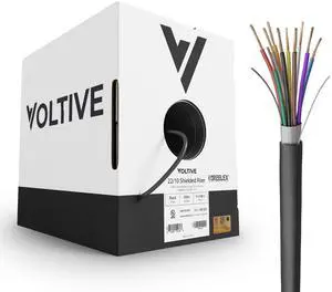 Voltive 22/10 Shielded Low Voltage Wire, Riser CL3R, Black, 500ft - 22AWG, 10 Conductors, Overall Shield, Stranded Bare Copper, UL Listed - V-1308-2 Voltive 22/10 Shielded Low Voltage Wire, Riser CL3R, Black, 500ft - 22AWG, 10 Conductors, Overall Shield, Stranded Bare Copper, UL Listed - V-1308-2