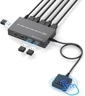 HDMI KVM Switch 1 Monitor 2 Computers, Aluminum with 3 USB 2.0 Ports 4K@60Hz KVM Switches for 2 Computers Sharing One Monitor Keyboard Mouse Printer with 2 USB Cables,Power adapters, Controller HDMI KVM Switch 1 Monitor 2 Computers, Aluminum with 3 USB 2.0 Ports 4K@60Hz KVM Switches for 2 Computers Sharing One Monitor Keyboard Mouse Printer with 2 USB Cables,Power adapters, Controller