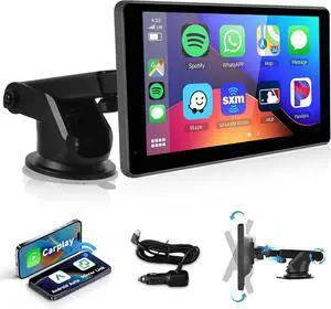 Podofo Wireless Carplay Screen for Car,7inch 1080P HD IPS Touch Screen Portable Car Radio Audio Receivers, Wireless Android Auto Screen 2 Mount/2 Bluetooth/MirrorLink/GPS/Voice Control/A Podofo Wireless Carplay Screen for Car,7inch 1080P HD IPS Touch Screen Portable Car Radio Audio Receivers, Wireless Android Auto Screen 2 Mount/2 Bluetooth/MirrorLink/GPS/Voice Control/A