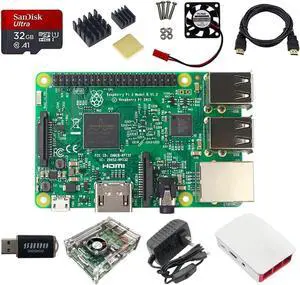 DIGISHUO 9 in 1 Complete Starter Kit Raspberry Pi 3 Model B Module&Two Cases&HDMI Cable&32G SD Card&Heatsink Kit&P Fan DIGISHUO 9 in 1 Complete Starter Kit Raspberry Pi 3 Model B Module&Two Cases&HDMI Cable&32G SD Card&Heatsink Kit&P Fan