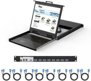 Yinker Rack Mount KVM w/19 LCD Monitor, 8 Port VGA LCD KVM Switch 1280x1024@60Hz for 1U 19" Rack Supports OSD Menu/Hotkey, with 8 KVM Cables + Keyboard + Touchpad Yinker Rack Mount KVM w/19 LCD Monitor, 8 Port VGA LCD KVM Switch 1280x1024@60Hz for 1U 19" Rack Supports OSD Menu/Hotkey, with 8 KVM Cables + Keyboard + Touchpad