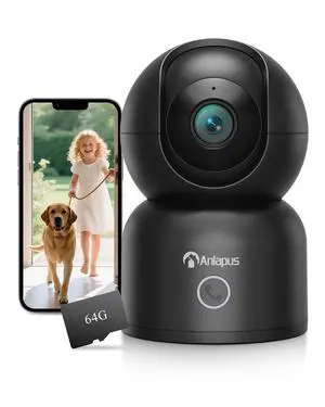 Anlapus A50 4K Pan/Tilt Home Indoor Security Camera, Plug-in WiFi Pet/Baby Monitor with One-Touch Call, AI Human/Pet/Face Tracking, 2.4/5 GHz, Two-Way Talk, Night Vision, 64G Memory Card Storage Anlapus A50 4K Pan/Tilt Home Indoor Security Camera, Plug-in WiFi Pet/Baby Monitor with One-Touch Call, AI Human/Pet/Face Tracking, 2.4/5 GHz, Two-Way Talk, Night Vision, 64G Memory Card Storage