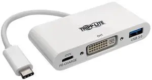 Tripp Lite USB C to DVI Multiport Video Adapter Converter 1080p w/USB-A Hub & USB-C PD Charging Port, Thunderbolt 3 Compatible, USB Type C, USB Type-C (U444-06N-DU-C) Tripp Lite USB C to DVI Multiport Video Adapter Converter 1080p w/USB-A Hub & USB-C PD Charging Port, Thunderbolt 3 Compatible, USB Type C, USB Type-C (U444-06N-DU-C)