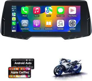 Motorcycle CarPlay with Dual Cameras TPMS, 6.86 Inch Wireless CarPlay Android Auto Screen for Motor, 1080P Front and Rear Camera, Siri Voice Control Motorcycle CarPlay with Dual Cameras TPMS, 6.86 Inch Wireless CarPlay Android Auto Screen for Motor, 1080P Front and Rear Camera, Siri Voice Control
