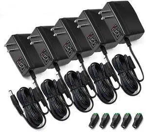 CHANZON 12V 2A UL Listed 24W AC DC Switching Power Supply Adapter (Input 100-240V, Output 12 Volt 2 Amp 24 Watt 6Ft Cord) Wall Wart Transformer Charger for DC12V CCTV Camera LED Strip Light (5-Pack) CHANZON 12V 2A UL Listed 24W AC DC Switching Power Supply Adapter (Input 100-240V, Output 12 Volt 2 Amp 24 Watt 6Ft Cord) Wall Wart Transformer Charger for DC12V CCTV Camera LED Strip Light (5-Pack)
