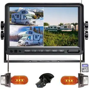 Compatible with Pre-Wired Furrion System Wireless 10-Inch 3 Split 128GB Large Audio Screen 1080P Backup Camera Monitor & Built-in DVR Video RV Truck Trailer Class A B C Motorhome Camper Vision Compatible with Pre-Wired Furrion System Wireless 10-Inch 3 Split 128GB Large Audio Screen 1080P Backup Camera Monitor & Built-in DVR Video RV Truck Trailer Class A B C Motorhome Camper Vision