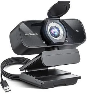 2K HD Webcam with Wide Angle Lens, Privacy Cover, Auto Light Correction and Noise-Canceling Mic, Plug & Play USB Camera for Desktop/Laptop/Mac/PC, Compatible with Teams/Zoom/Skype/Streaming Black 2K HD Webcam with Wide Angle Lens, Privacy Cover, Auto Light Correction and Noise-Canceling Mic, Plug & Play USB Camera for Desktop/Laptop/Mac/PC, Compatible with Teams/Zoom/Skype/Streaming Black