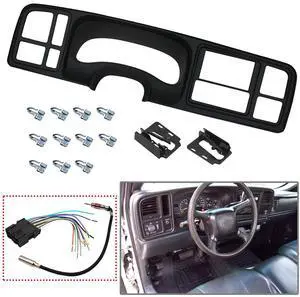 YHB Double DIN Dash Kit W/Wiring Harness & Antenna Adapter Fit 1999-2002 GM Full-Size Trucks/SUV's Silverado Sierra - Double Din Dash Bezel Cover Kit Car Stereo Radio Install Dash Kit YHB Double DIN Dash Kit W/Wiring Harness & Antenna Adapter Fit 1999-2002 GM Full-Size Trucks/SUV's Silverado Sierra - Double Din Dash Bezel Cover Kit Car Stereo Radio Install Dash Kit