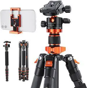K&F CONCEPT 68" Carbon Fiber Camera Tripod,Compact Tripods with Metal Ball Head,Quick Release Plate,Detachable Monopod 22lbs Load for DSLR with Phone Mount,D255C4+BH-28L K&F CONCEPT 68" Carbon Fiber Camera Tripod,Compact Tripods with Metal Ball Head,Quick Release Plate,Detachable Monopod 22lbs Load for DSLR with Phone Mount,D255C4+BH-28L