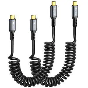 Gfopdba USB C Thunderbolt 4 Coiled Cable 3.3FT 2Pack Compatible, 40Gbps, 240W, 8K@60Hz, 4K@144Hz, OTG for iPhone 17/16/15, Mac mini M4, Galaxy, SSD, eGPU, USB C Car Charging Cable, Tethering Cable Gfopdba USB C Thunderbolt 4 Coiled Cable 3.3FT 2Pack Compatible, 40Gbps, 240W, 8K@60Hz, 4K@144Hz, OTG for iPhone 17/16/15, Mac mini M4, Galaxy, SSD, eGPU, USB C Car Charging Cable, Tethering Cable