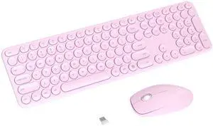 COVEVA Wireless Keyboard and Mouse Combo, USB Receiver Plug and Play, Low Profile Quiet Typing Design, 110 Round Keys Full-Size Silent Keyboard Set for PC, Windows, Mac, Desktop, Laptop(Pink) COVEVA Wireless Keyboard and Mouse Combo, USB Receiver Plug and Play, Low Profile Quiet Typing Design, 110 Round Keys Full-Size Silent Keyboard Set for PC, Windows, Mac, Desktop, Laptop(Pink)