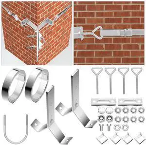 Blulu 2 Set TV Antenna Chimney Y-Mount Kit 12 ft Galvanized Steel Straps Stainless Steel 4 Inch Standoff Pole Adjustable Mast Wall Mounting Heavy Duty for Cb Ham Home Outdoor Weather Station Blulu 2 Set TV Antenna Chimney Y-Mount Kit 12 ft Galvanized Steel Straps Stainless Steel 4 Inch Standoff Pole Adjustable Mast Wall Mounting Heavy Duty for Cb Ham Home Outdoor Weather Station