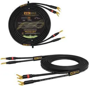 WORLDS BEST CABLES 30 Foot WBC-GOLD-LOCAP-SPKR-12 AWG - Low-Capacitance - Low-Inductance - High Purity OFC - Audiophile HiFi Speaker Cable Pair with Eminence Gold Banana (x2) & Spade (x2) Plugs WORLDS BEST CABLES 30 Foot WBC-GOLD-LOCAP-SPKR-12 AWG - Low-Capacitance - Low-Inductance - High Purity OFC - Audiophile HiFi Speaker Cable Pair with Eminence Gold Banana (x2) & Spade (x2) Plugs