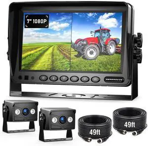 ZEROXCLUB 2 Wired Rear View Backup Camera System, 7" 1080P Monitor IP69K Waterproof Vibration-Proof 10G Reverse Camera, Dual Split Screen for Tractor, Truck, Trailer, Combine, Heavy Equipment, BH702 ZEROXCLUB 2 Wired Rear View Backup Camera System, 7" 1080P Monitor IP69K Waterproof Vibration-Proof 10G Reverse Camera, Dual Split Screen for Tractor, Truck, Trailer, Combine, Heavy Equipment, BH702