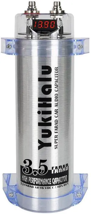 YukiHalu 3.5 Farad Digital Power Capacitor Car Audio Accessories with Digital Voltage Read-Out, Over Voltage Protection, Mounting Brackets Included (3.5 Farad) YukiHalu 3.5 Farad Digital Power Capacitor Car Audio Accessories with Digital Voltage Read-Out, Over Voltage Protection, Mounting Brackets Included (3.5 Farad)