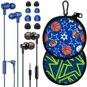 2-Pack Teens Wired Earbuds with Cases, 3.5mm School Headphones,Sport#2 2-Pack Teens Wired Earbuds with Cases, 3.5mm School Headphones,Sport#2