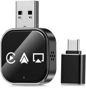 Wireless Car Adapter 3-in-1 Auto Adapter Converts Wired to Wireless with USB a to C Connector Plug and Play for Stable Phone Connection Navigation and Voice Control Wireless Car Adapter 3-in-1 Auto Adapter Converts Wired to Wireless with USB a to C Connector Plug and Play for Stable Phone Connection Navigation and Voice Control