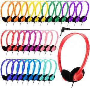 Yunsailing 30 Pack Bulk Headphones Set Over Ear Headphones with Adjustable Headband 3.5mm Plug Headsets Earphones for Learning Program, Computer Lab, Library, Testing & Multimedia Use (Colorful) Yunsailing 30 Pack Bulk Headphones Set Over Ear Headphones with Adjustable Headband 3.5mm Plug Headsets Earphones for Learning Program, Computer Lab, Library, Testing & Multimedia Use (Colorful)